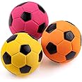 CHIWAVA 3PCS 2.7'' Squeak Latex Dog Toy Football Chew Fetch Throw Ball for Medium Dogs Interactive Play