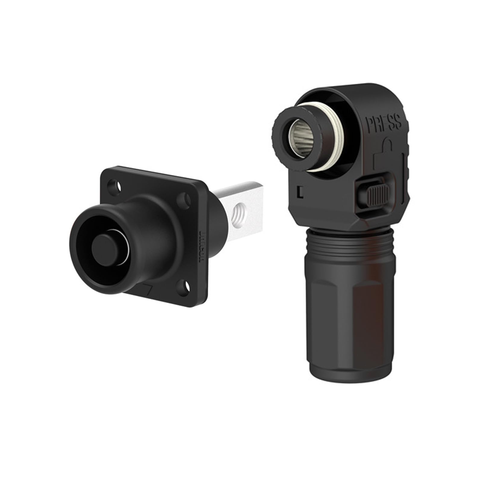 Photo 1 of 1 Set Battery Energy Storage Connector, 200A 50mm² High Current Connectors Quick Plug Terminal Black Right Angle Plug and Socket IP67 Waterproof Power Adapter (200A, Black)