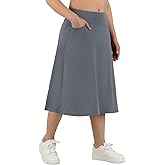 ANIVIVO Women's Skorts Knee Length, Modest Long Skort Athletic Sports Casual Skirt with High Waisted Pockets
