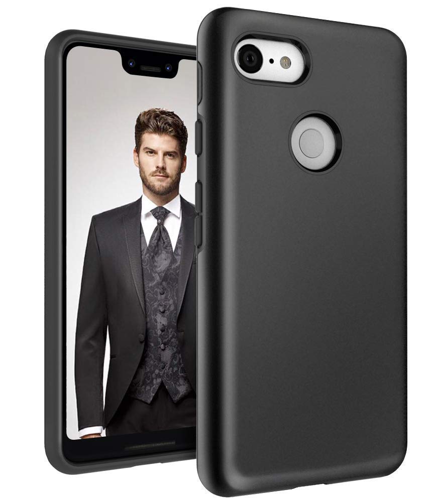 Google Pixel 3 XL Case, Androgate Hybrid Matte Shock Absorption Protective Back Cover Bumper Case for Google Pixel XL3, Black