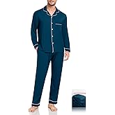 YOPUGEE Men Modal Pajama Set Long Sleeve Pjs Button Down Sleepwear Soft Comfy Loungewear Sets 2 Piece Nightwear S-3XL