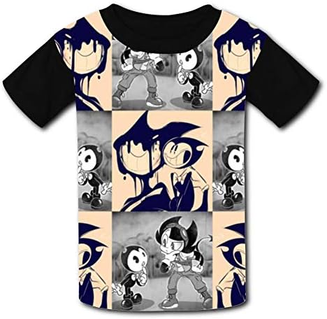 QUANSHI Youth 3D Pattern Printed Batim Collage Short Sleeve T-Shirts Kids Casual Graphics Tees