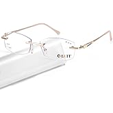 LUFF Rimless Reading Glasses for Women,Stylish Blue Light Blocking Computer Readers,Anti Eyestrain Frameless Lens diamond