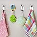 NEXCURIO Self Adhesive Hooks/Towel Hooks-Heavy Duty Wall Hanger Hanging for Robe Coat Bag Stick on Wall - Bathroom Kitchen Office Organizer, Brushed Stainless Steel (4 Pack)