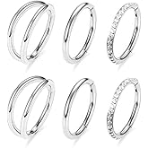 MOQIKAKA 14G 16G 18G Surgical Steel Nose Septum Rings Hoops - Stainless Steel Segment Nose Rings Hoop Helix Cartilage Clicker Daith Tragus Sleeper Hoop Earrings for Women Men 6mm 8mm 10mm 12mm
