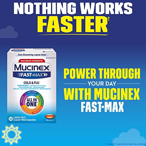 MUCINEX MAXIMUM STRENGTH FAST-MAX COLD & FLU ALL-IN-ONE LIQUID GELS, 16CT (PACKAGING MAY VARY)