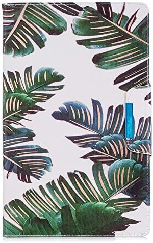 XTstore Samsung Galaxy Tab A 10.5 Inch Case SM-T590/T595, Flip Leather Case Green Leaf Pattern Stand Cover with Card Holder & Auto Sleep/Wake Function for for Samsung Galaxy Tab A 10.5" Tablet