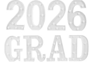 LALADEFIEE 2026 Graduation LED Marquee Light Sign, 8pcs White 21.8cm Grad Letters, Neon Party Decor
