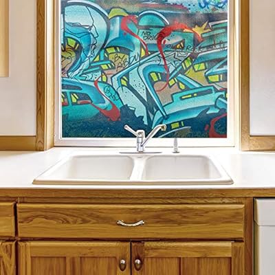 Window Film for Privacy Graffiti Large Decorative Glass...
