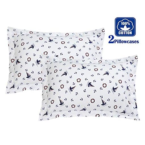 Brandream White Nautical Pillow Cases Set of 2 Standard Size 100