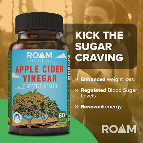 600mg Apple Cider Vinegar Pills - 60 Caps - Supports Weight Loss, All Natural Detox - High Potency - USA-Made, Non-GMO Dietary Supplement - Digestive Enzyme & Blood Circulation -by Roam Nutrition - Thumbnail 4