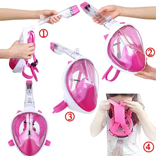 Sinwo Full Face Snorkel Mask,Foldable Anti Fog Fully Dry Diving Mask Swimming Full Face Mask Snorkeling Tool (S/M, Black) - Thumbnail 4