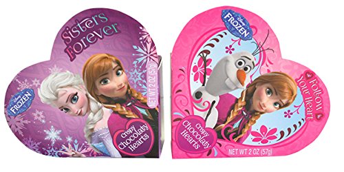 Disney Frozen Valentine Heart BOX w/ Crispy Chocolaty Hearts 2-pack