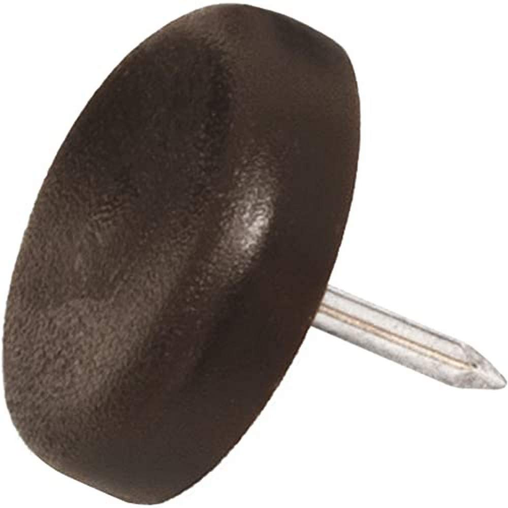 Adsamm® / 32 x Glides in plastic with nail | Ø 0,87'' (Ø 22 mm) | brown | round | Premium quality furniture sliders with nail by Adsamm®
