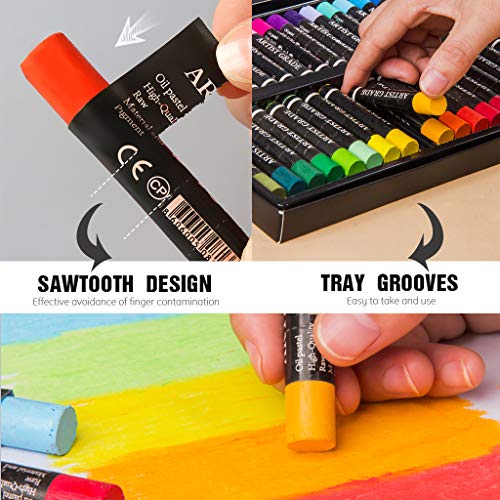 Mincho Artist Oil Pastels, 36 Assorted Colors Non Toxic, Artist Grade, Super Soft, Smooth Blending Texture, Ideal for Blending, Stenciling, Scratching Colors, Gift, Kids 3 & Up - Thumbnail 4