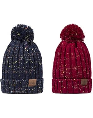 Women Winter Pom Pom Beanie Hat with Warm Fleece Lined, Thick Slouchy Snow Knie Skull Ski Cap by REDESS