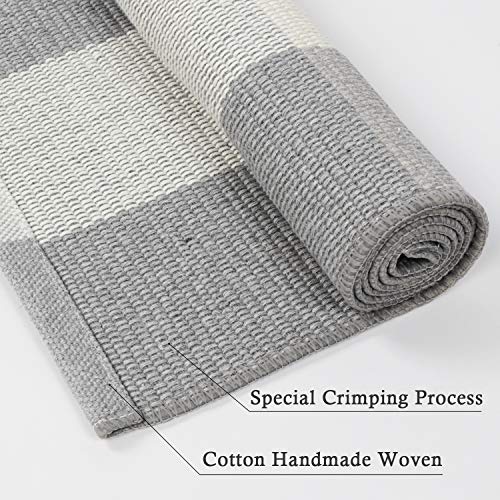 Cotton Buffalo Plaid Outdoor Rug 4x6 ft LEEVAN Checkered Black and