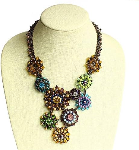 Button Necklace Czech Crystals Beads Rosette Weave Magnetic Clasp Fair Trade Artisan Made NE504-700