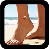 Erimberate Bohemian Circle Ankle Bracelet Gold Hoop Ankle Chain Bracelet Geometric Circle Beach Anklet Metal Hoop Foot Chains Anklet Summer Beach Foot Chain Jewelry for Women Gifts