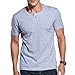 LTIFONE Mens Casual Slim fit Short Sleeve T-Shirt Single Button Placket Plain Henley v Neck Shirt(Grey,L)