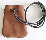 Leather Drawstring Medicine Pouch/Necklace-Medieval Reenactment Pouch-Med. BRMed