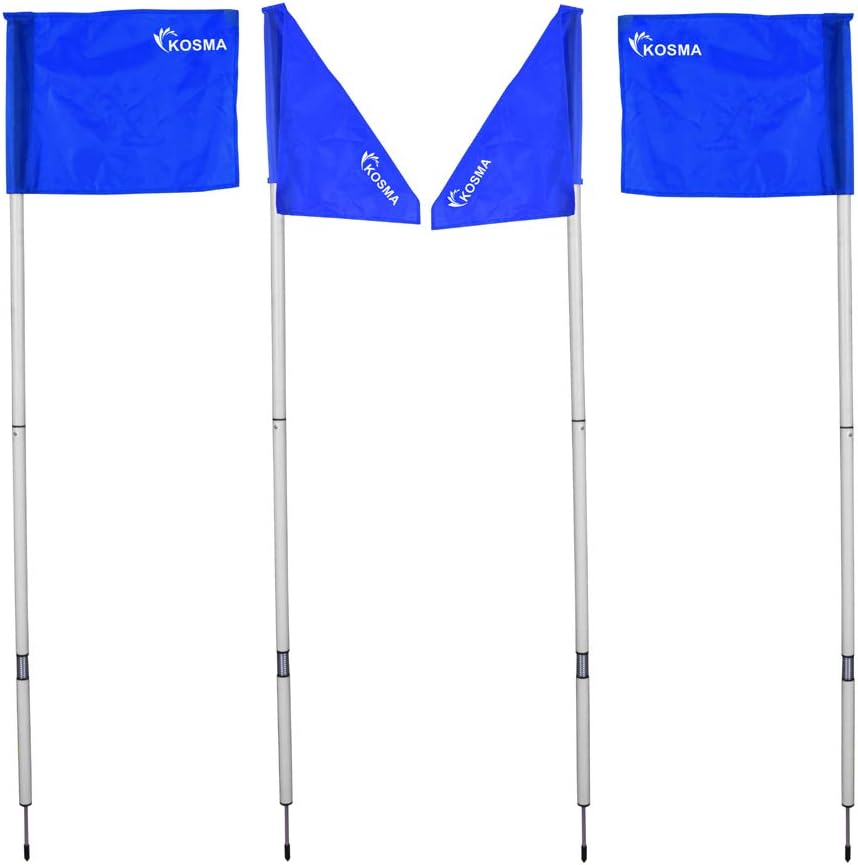 Spring Charging Flag Set Kosma Pack of 4 – Foldable Corner Flags with fix Spike & Spring – White ...