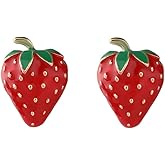 Red Strawberry Earrings 3D Simulation Strawberry Drop Dangle Earrings for Women Cute Acrylic Fruit Earrings Resin Strawberry Stud Earrings for Holiday