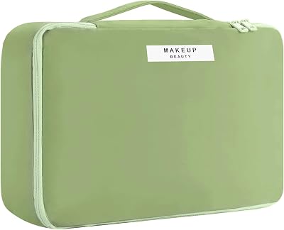 HCFGS Travel Makeup Bag with Brushes Holder and Detachable Pouch Blue