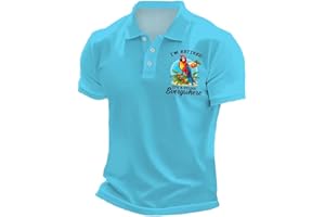 Men's Retro I‘m Retired Hawaiian Print Polo Shirt Beach Vacation Parrot T-Shirt for Men