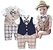 Taiycyxgan Baby Boy Summer Short Sleeve Gentleman Bow Tie Tuxedo Rompers Bodysuits Khaki 90