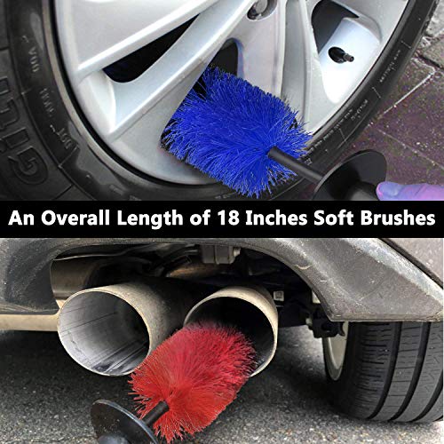 Linkhood 2-Pack Master Wheel Brush, Easy Reach Wheel and Rim Detailing Brush 18'' Long Soft Bristle, Car Wheel Brush, Rim Tire Detail Brush,Multipurpose use for Wheels,Rims,Exhaust Tips,Motorcycles - Thumbnail 3