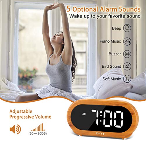 USCCE Home Small Digital Alarm Clock 0100 Dimmer, Easy to Set