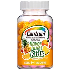 Image of Centrum Kids Flavor Burst (120 Count, Tropical Burst Flavor) Multivitamin / Multimineral Supplement Chews, Vitamin A, Vitamin C, Vitamin D