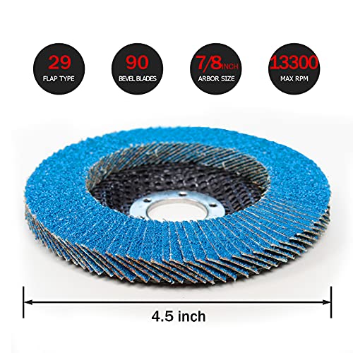LIZMOF 41/2 x 7/8 Inch Flap Disc for Angle Grinder, 40 Grit Flap Wheel