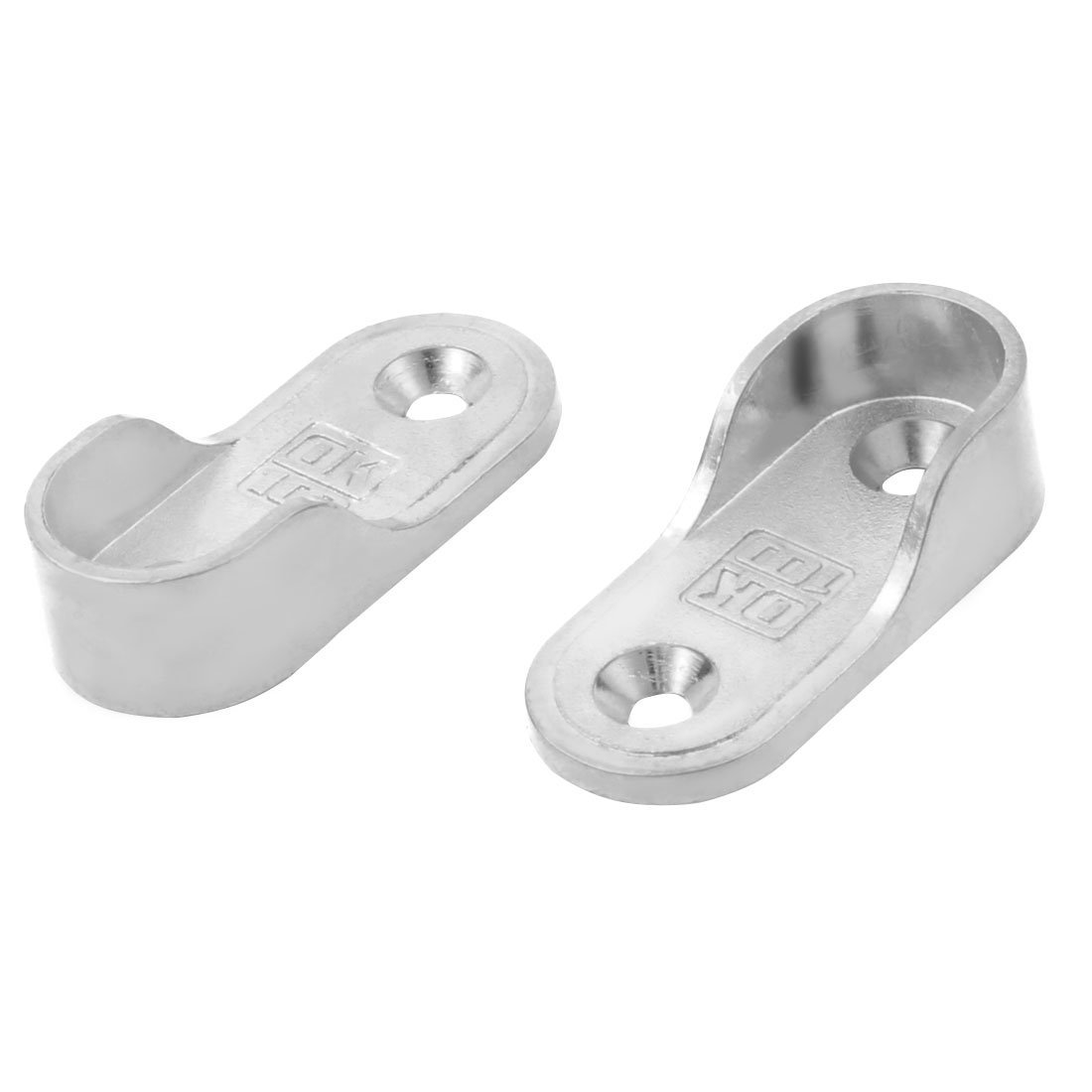 Sourcingmap Zinc Alloy Clothes Closet Rod Pole Socket Bracket Flange Support Hanger Holder 2pcs Silver Tone
