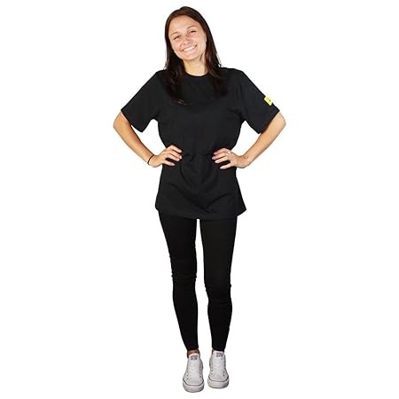 Wetec ESD-T-Shirt, L, schwarz, atmungsaktiv, abgesetzte Kragen, Baumwollgewebe