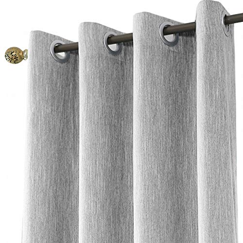 Melodieux 1 Panel Eyelet Grommet Curtains with Tiebacks - Semi Blackout Room Darkening Curtain, Thermal Insulated Windproof Window Drapes for Livingroom, Bedroom, Patio (Grey, 46 x 72 Inch Drop)