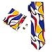 Barry.Wang Classic Mens Ties Silk Necktie Pocket Square Cufflinks Set Woven Designer Wedding Business (Yellow Red Blue)