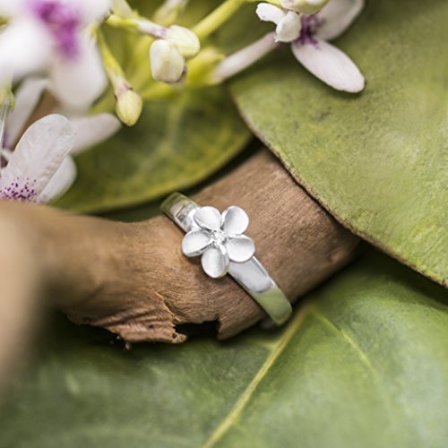 Honolulu Jewelry Company Sterling Silver Plumeria Flower Nature CZ Toe