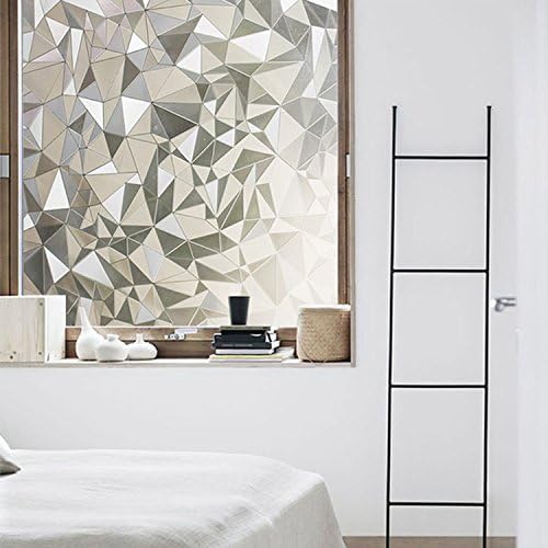 FunitureR Window Film Glass Decorative Privacy Stained Glass Film Frosted Non-adhesive 17.8 by 78.7 Inch (Diamond-M)