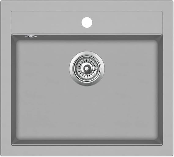 vidaXL Fregadero Cocina 1 Seno Gris Granito Fregadero Lavabo Caño