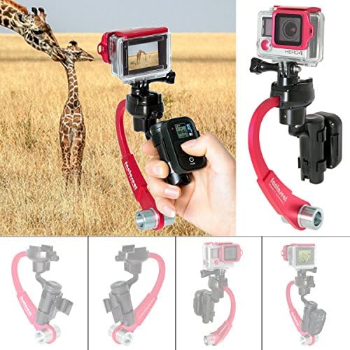 Fantaseal Handheld Inertia Stabilizer Compatible for GoPro Stabilizer GoPro Grip Handle Support w/GoPro Remote Control Holder RC Clip Compatible for GoPro Hero 6/5/ 4 / Session / 3+ / 3 - Red