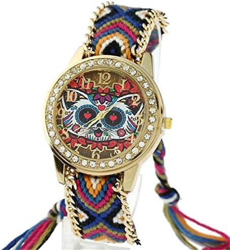 Ethnic Women Watch Vintage Cat Rhinestone Dial Fashion Wristwatch Braided Lace