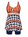 Hilor Women's Front Wrap Houndstooth Print Boy Leg Tankinis Swimdress Swimsuit