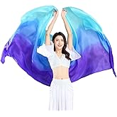 TMZAQH Women Real Silk Belly Dance Veils Silk Belly Dancing Silk Veil 3 Yards Hand Scarves Fire Flame Colors