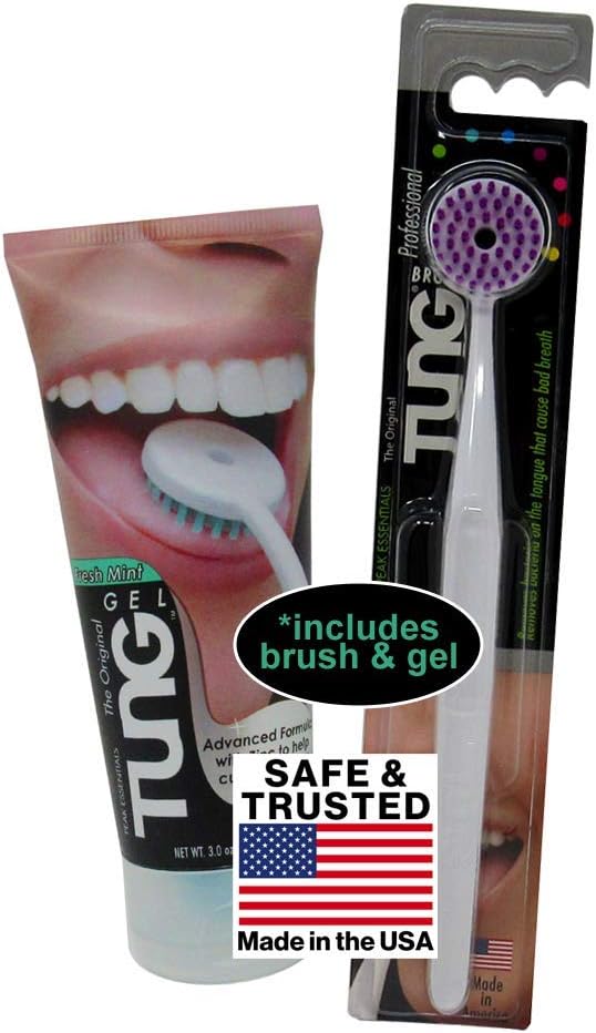 Peak Essentials | The Original TUNG Brush Kits | Tongue Cleaner | Scraper | Scrubber | Odor Eliminator | Fight Bad Breath | Fresh Mint | BPA Free | Made in America | (Set of 1) : Health & Personal Care
