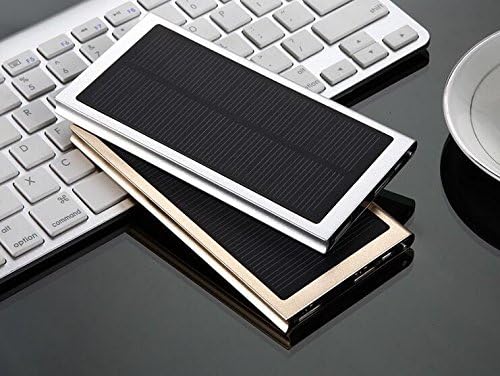 Power Bank 8,000mah Portable High-Speed Solar Power Waterproof Dual Port Metal LED for iPhone X 8 7 6s, Samsung Galaxy S9 S8 Note 8, iPad and More (Silver, Gold, Rose Gold)