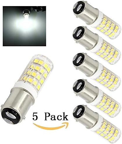 5 pack Ba15d LED Light Bulb 5Watts Double Contact Bayonet Base Daylight White 6000k 120Volts Equal 35 Watt Halogen Bulb T3/T4/C7/S6 LED Halogen Replacement Bulb