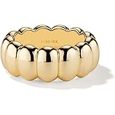 NOKMIT 14K Gold Filled Chunky Statement Rings for Women Cute Puffy Dome Croissant Thumb Band Non Tarnish Comfort Fit Size 5-10