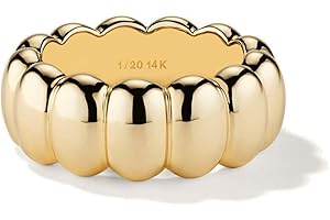 NOKMIT Chunky Gold Statement Rings for Women 14K Gold Silver Tone Cute Puffy Dome Croissant Thumb Band High Polished Smooth Comfort Fit Size 5-10